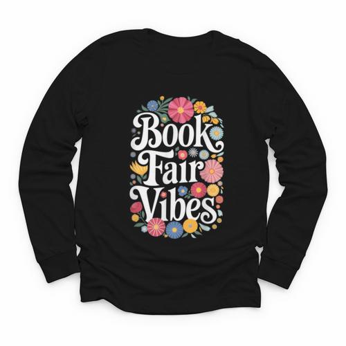 Book Fair Vibes Groovy 70s Retro School Librarian Youth Long Sleeve Tee - Bookorys