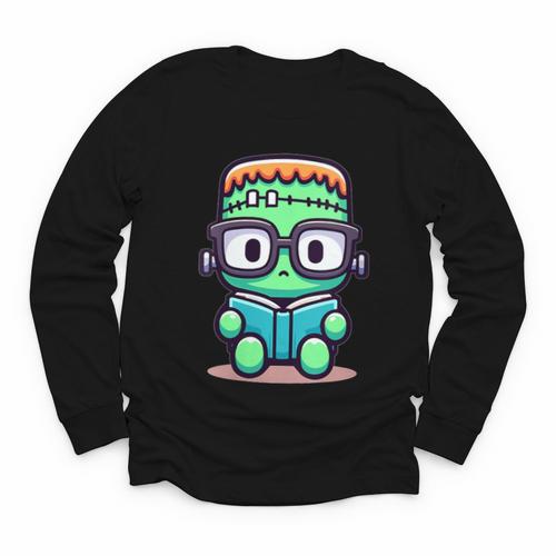 Book Lover Frankenstein's Monster With Reading Glasses Youth Long Sleeve Tee - Bookorys UK