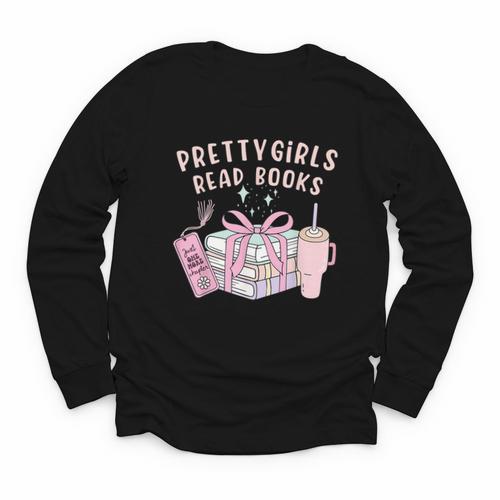 Book Lover's Pretty Girl's Read Books Youth Long Sleeve Tee - Bookorys