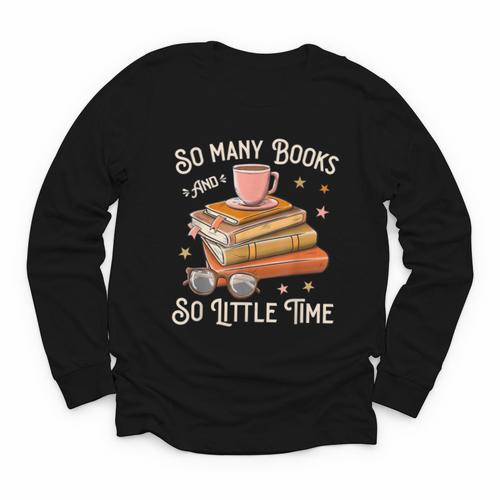 Book Reading Kafee Librarian Vele Books And Little Time Youth Long Sleeve Tee - Bookorys UK