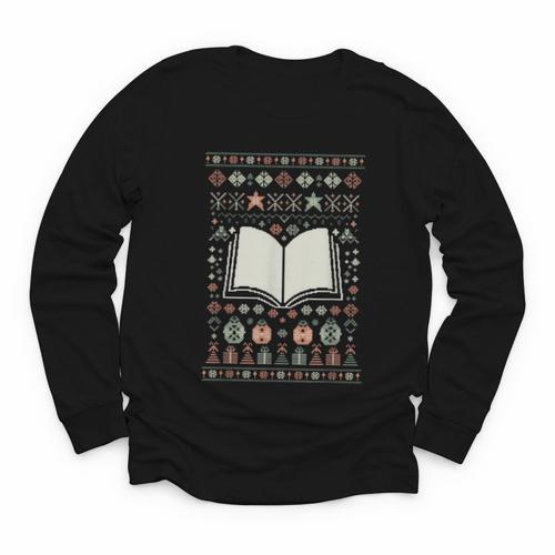 Book Reading Ugly Christmas Youth Long Sleeve Tee - Bookorys