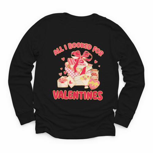 Booked For Valentine Books Lover Bookworm Librarian Teacher Youth Long Sleeve Tee - Bookorys