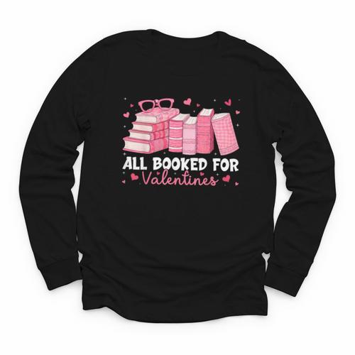All Booked For Valentines Couple Bookworms Valentine’s Day Youth Long Sleeve Tee - Bookorys DE