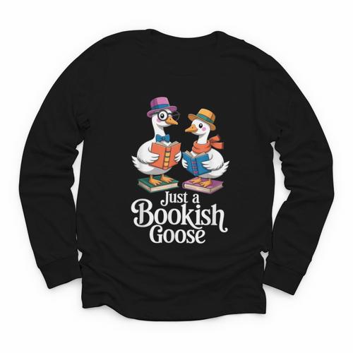 Bookish Goose Cute Geese With Hats Reading Books Youth Long Sleeve Tee - Bookorys UK