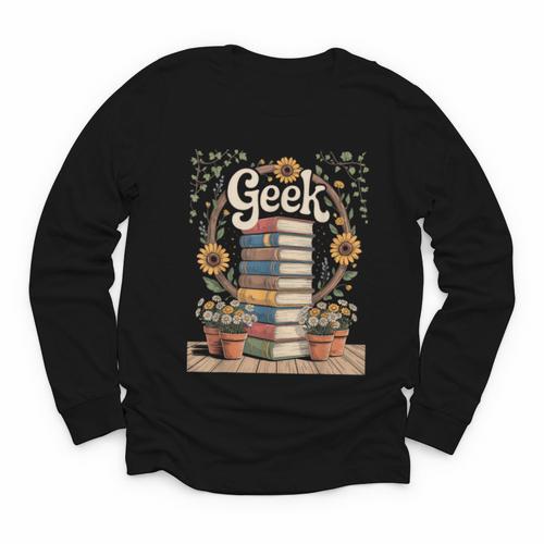 Books Geek Sunflower Floral Cute Vintage Books Reader Lover Youth Long Sleeve Tee - Bookorys DE
