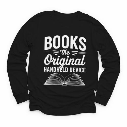 Books The Original Handheld Device Book Reading Youth Long Sleeve Tee - Bookorys
