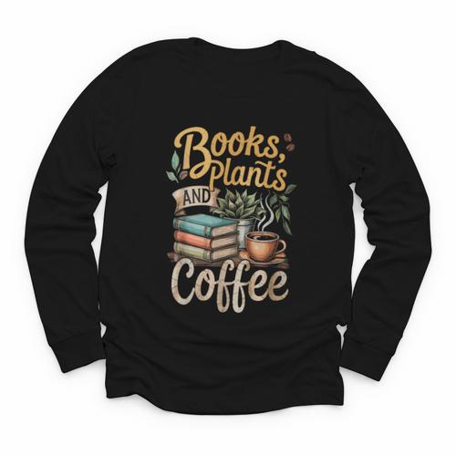 Books Plants And Coffee Growing Plant Gardening Planting Youth Long Sleeve Tee - Bookorys CA