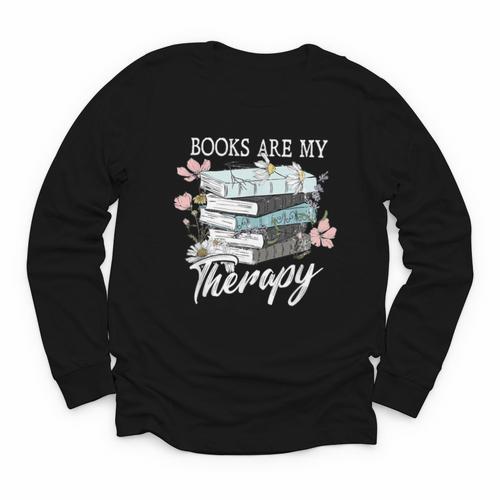 Books Are My Therapy Summer Reading Book Lovers Youth Long Sleeve Tee - Bookorys