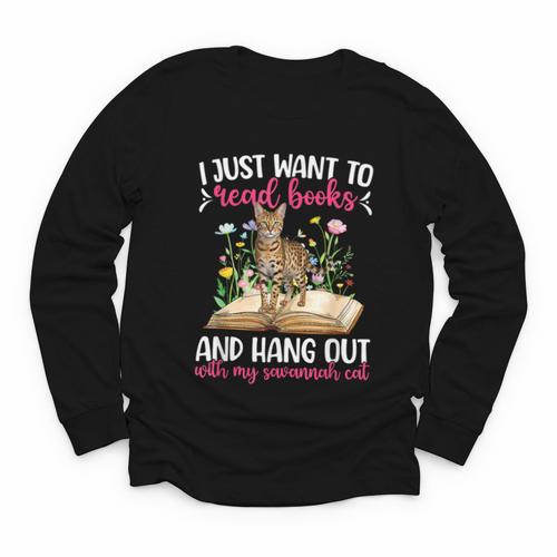 Books And My Savannah Cat Owner Savannah Cat Lover Youth Long Sleeve Tee - Bookorys AU