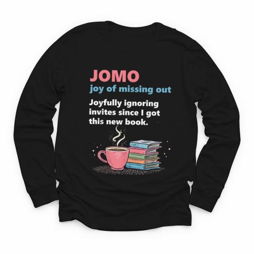 Books Saying JOMO Joy Of Missing Out For Bookworms Youth Long Sleeve Tee - Bookorys UK