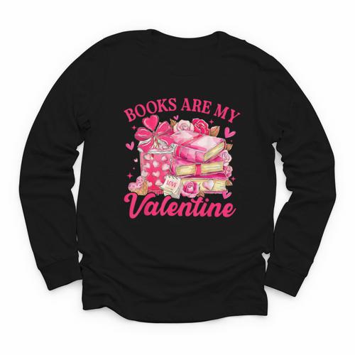 Books Are My Valentine Book Lover Heart Matching Party Youth Long Sleeve Tee - Bookorys