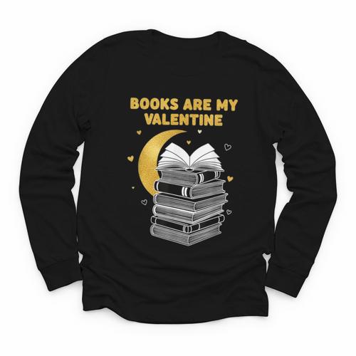 Books Are My Valentine Cute Book Lover Valentine's Day Youth Long Sleeve Tee - Bookorys