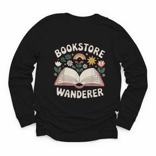 Bookstore Wanderers Retro Women Book Lovers Youth Long Sleeve Tee - Bookorys UK