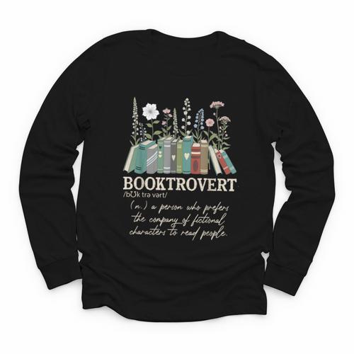 Booktrovert Definition Floral Books Reading Teacher Library Youth Long Sleeve Tee - Bookorys DE