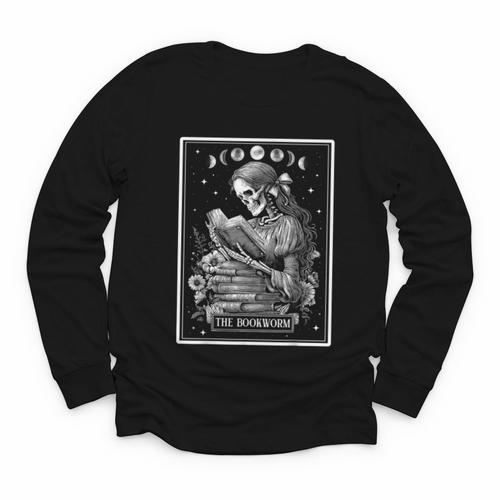 The Bookworm Book Reader Reading Tarot Card Witchy Moon Youth Long Sleeve Tee - Bookorys AU