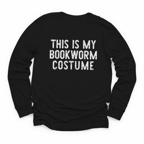 This Is My Bookworm Costume Halloween Easy Book Reading Youth Long Sleeve Tee - Bookorys