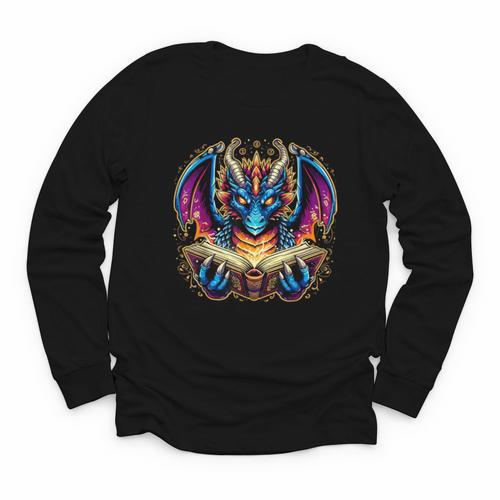 Bookworm Dragon Reading Book Lover Youth Long Sleeve Tee - Bookorys AU