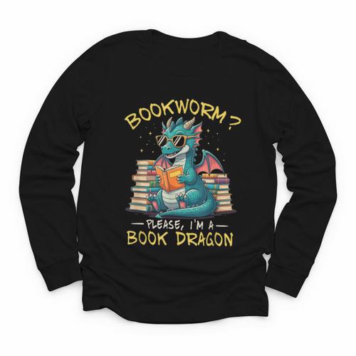 Bookworm I'm A Book Dragon Reading Books Bookish Book Lover Youth Long Sleeve Tee - Bookorys