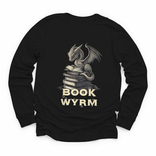 Bookwyrm Dragon Fantasy Bookish Fairytale Book Lover Youth Long Sleeve Tee - Bookorys AU