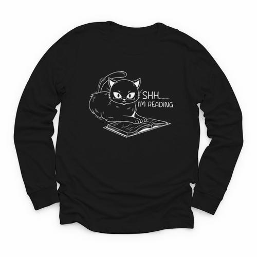 Cat Shh I'm Reading Book Reader Youth Long Sleeve Tee - Bookorys AU