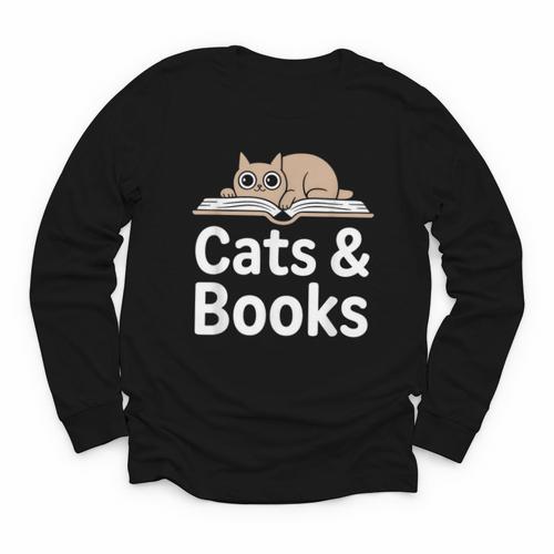 Cats And Books Youth Long Sleeve Tee - Bookorys AU