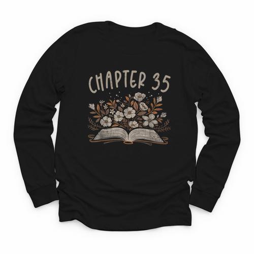 Chapter 35th Birthday Bookworm 35 Years Old For Book Lovers Youth Long Sleeve Tee - Bookorys UK