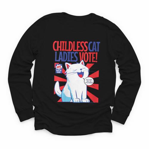 Childless Cat Ladies Vote Kamala Harris Cute Comic Book Cat Youth Long Sleeve Tee - Bookorys AU