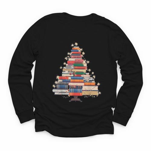 Christmas Tree Book Bookworm Youth Long Sleeve Tee - Bookorys DE