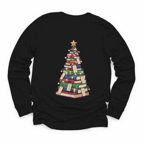 Christmas Tree Of Books For Readers And Librarians Youth Long Sleeve Tee - Bookorys