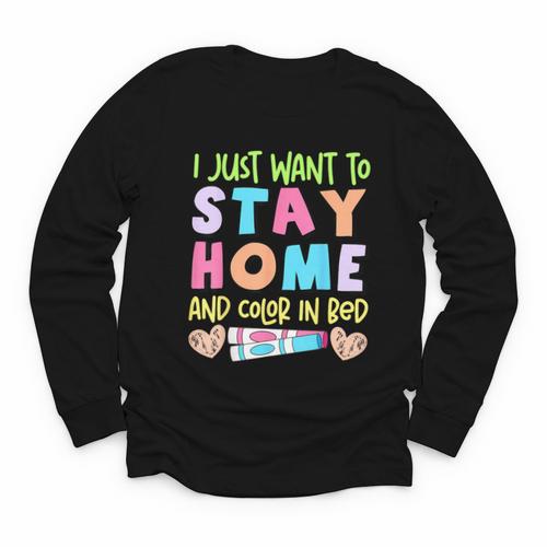 Color In Bed Coloring Book Lover Humor Therapy Marker Youth Long Sleeve Tee - Bookorys CA
