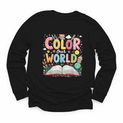 Color Our World Book Reading Program 2026 Summer Youth Long Sleeve Tee - Bookorys