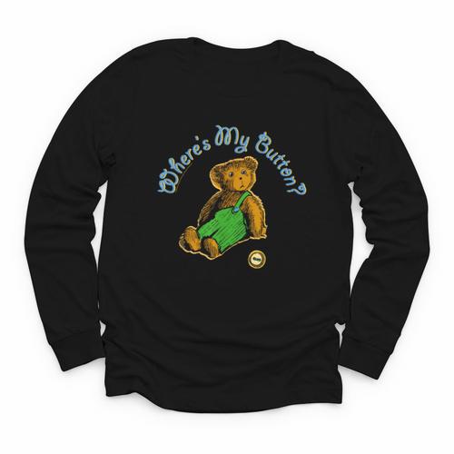 Corduroy Where's My Button Teddy Bear Retro Children's Book Youth Long Sleeve Tee - Bookorys