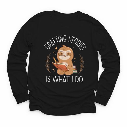 Crafting Stories Is What I Do Reading Writing Book Author Youth Long Sleeve Tee - Bookorys AU