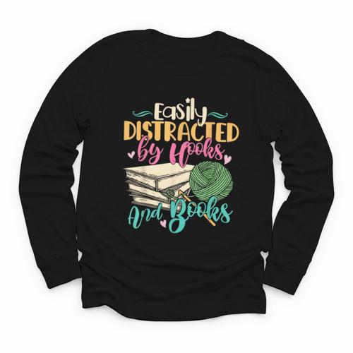 Crochet And Reading Crocheter Bookish Crocheting Book Lover Youth Long Sleeve Tee - Bookorys