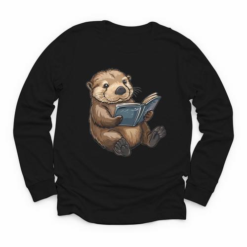 Cute Book Sea Otter Youth Long Sleeve Tee - Bookorys