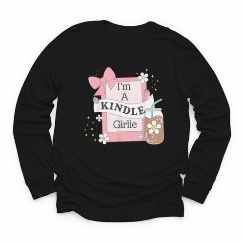 Cute Bookish Kindle Girlie Nerdy Read Book Lover Girl Women Youth Long Sleeve Tee - Bookorys CA