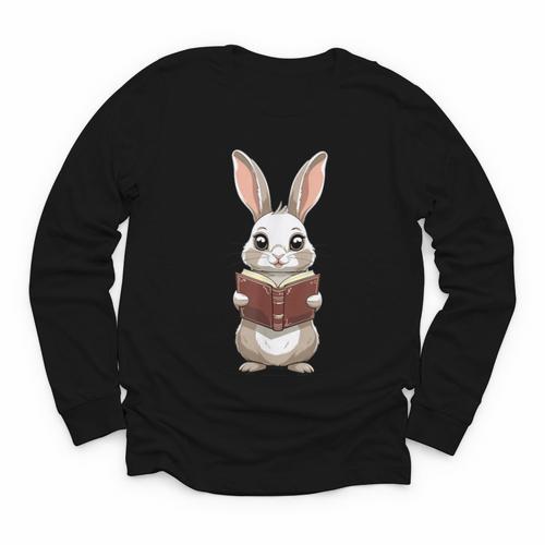 Cute Bookworm Bunny Reading For Kids And Teachers Youth Long Sleeve Tee - Bookorys AU