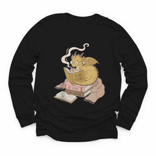Cute Dragon Be Kind Stay Weird Read Books Youth Long Sleeve Tee - Bookorys AU