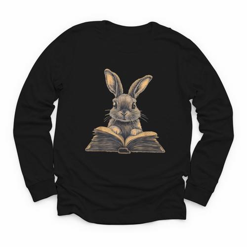 Cute Rabbit Bunny Book Lover Youth Long Sleeve Tee - Bookorys AU