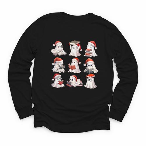 Cute Read More Booooooks Ghost Read More Books Christmas Youth Long Sleeve Tee - Bookorys
