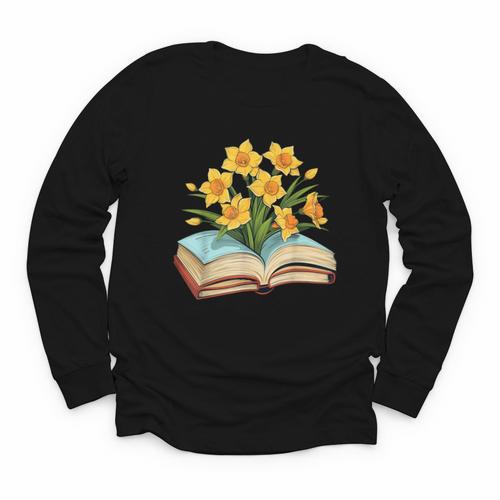 Daffodils Flowers Book Floral Youth Long Sleeve Tee - Bookorys CA