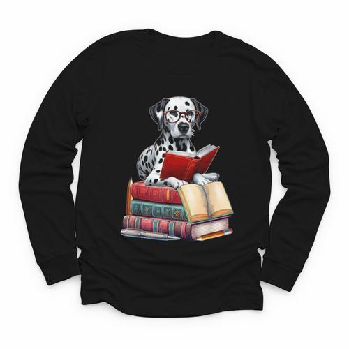 Dalmatian Reading Books Matching Bookworm Readers Librarian Youth Long Sleeve Tee - Bookorys CA