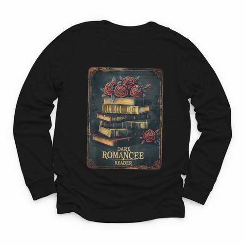 Dark Romance Reader Vintage Floral Book Lover Youth Long Sleeve Tee - Bookorys UK