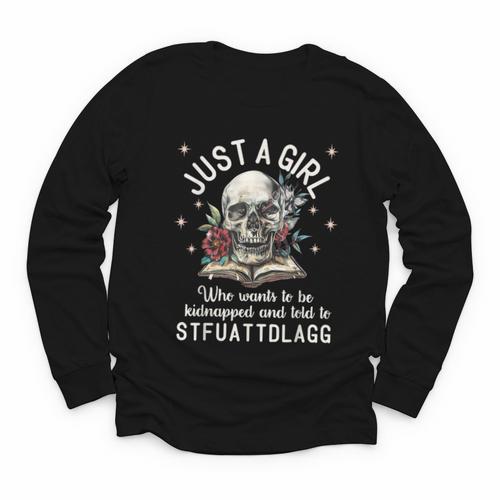 Dark Romance Smutt Book Merch STFUATTDLAGG Good Girl Trigger Youth Long Sleeve Tee - Bookorys
