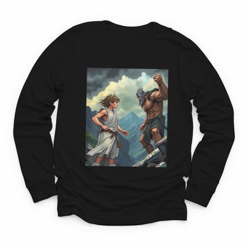 David And Goliath Bible Book Of Samuel King David Comic Youth Long Sleeve Tee - Bookorys DE