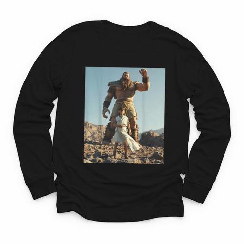 David And Goliath Bible Book Of Samuel King David Youth Long Sleeve Tee - Bookorys DE