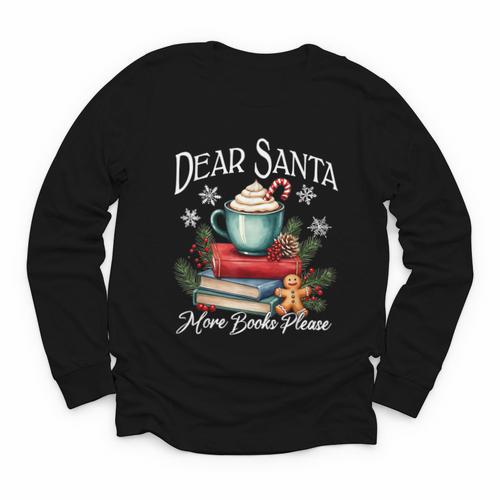 Dear Santa More Book Please Christmas Book Librarian Youth Long Sleeve Tee - Bookorys CA