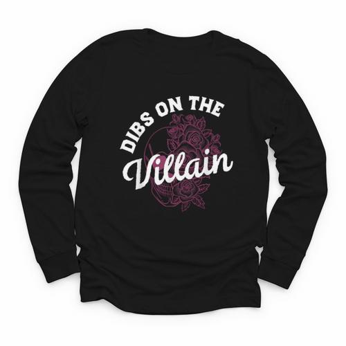 Dibs On The Villain Dark Romance Books Skeleton Morally Grey Youth Long Sleeve Tee - Bookorys