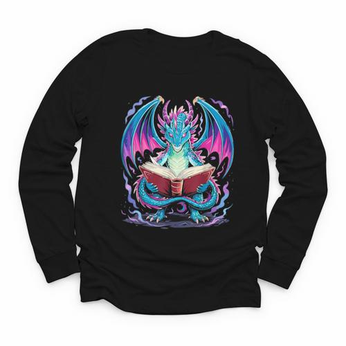 Dragon Reading Book Lover Youth Long Sleeve Tee - Bookorys