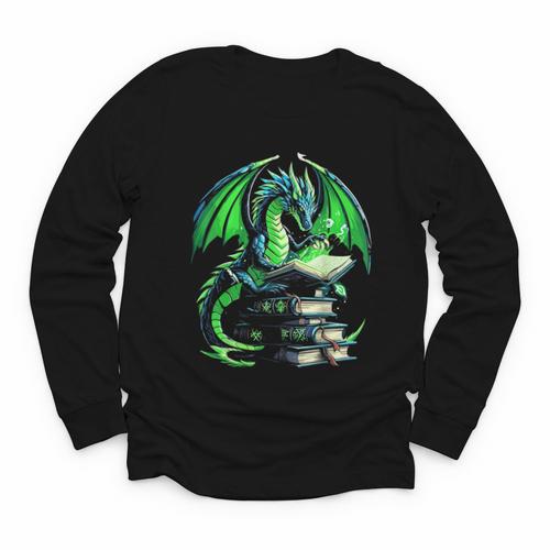 Dragon Reading Books Bookworm Youth Long Sleeve Tee - Bookorys